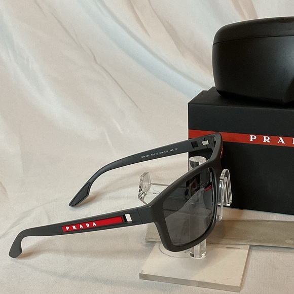 Prada Linea Rossa SPS02X UFK07H Sunglasses Men's Grey Rubber/Polarized 60-15-145 - Picture 3 of 9